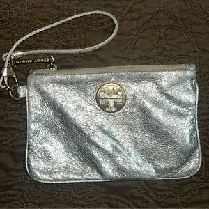 Tory Burch Silver Wristlet Clutch